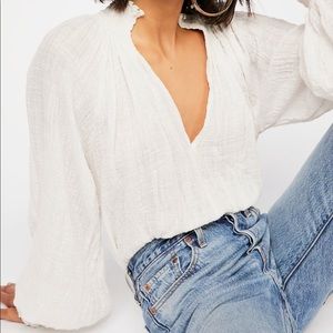 Linen Free People Smocked Top